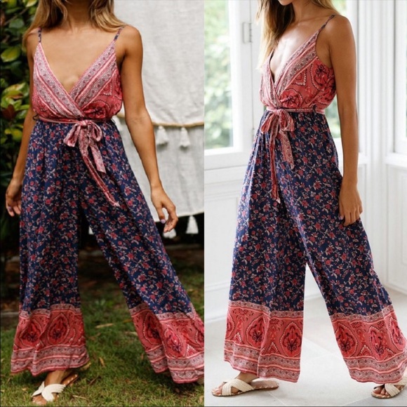 Pants & Jumpsuits | Boho Chic Jumpsuit | Poshmark